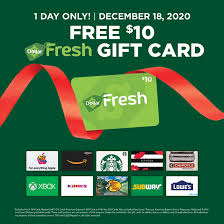 A gift card to the recipient's favorite restaurant or store. 1 Day Gift Card Sale Dollar Fresh Company Hy Vee Your Employee Owned Grocery Store
