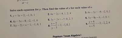 Solve Each Equation For Y Then Find