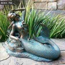 Sitting Bronze Mermaid Statue For