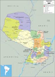 It lies on both banks of the paraguay river, bordering argentina to the south and southwest, brazil to the east and northeast, and bolivia to the northwest. Paraguay Map Political Worldometer