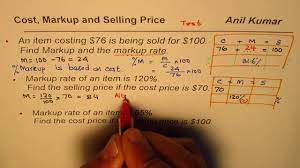 find markup rate cost and selling
