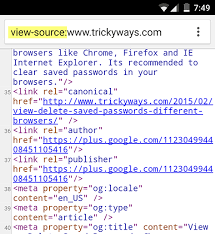 view webpage source code on android or ios