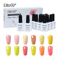 Elite99 Gel Nail Polish Set Yellow Series Uv Led Soak Off Gel Nail Varnish 12 Colors 50pcs Gel Remover Wraps