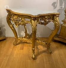 tuscan white marble golden console