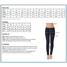 Size Chart Womens Jeans World Of Printables Menu With