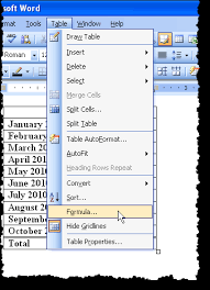sum a table column in word