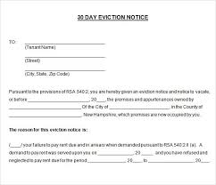 Printable Sample 30 Day Notice To Vacate Template Form In