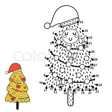 Dot To Dot Game With A Cute Christmas Stock Vector Colourbox