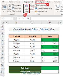 how to sum colored cells in excel