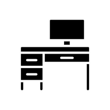 Black Glyph Icon Home Office Desk