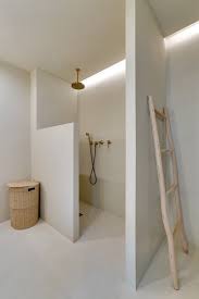 Bathroom Open Showers Concrete Walls