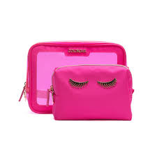 lips lashes box pouch set of two neon pink