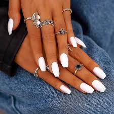 From squoval to stiletto, coffin to almond, we've explained every single acrylic trend, shape and style in our beginner's guide. Amazon Com Campsis Matte Coffin Press On Nails White Long Acrylic Fake Nails Clips False Nail For Women And Girls Pack Of 24 Beauty