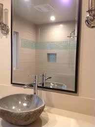 aqua and clear oval glass tile bathroom