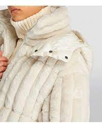 Moncler Faux Fur Fare Jacket In Natural