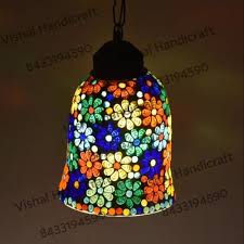 Multicolor Glass Hanging Lamp Corded