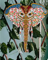 Hand Painted Elephant Wall Decor In
