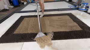 washing a very dirty rug with very