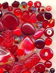 Mixed Red Glass Bead Lot 0600 62