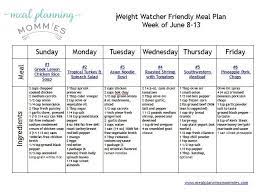 free weight watcher friendly meal plan