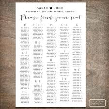 Printable Wedding Seating Chart Poster By Rachelsprintables