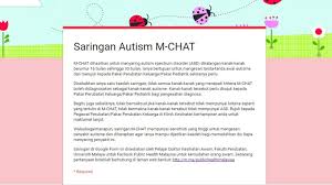 Kesan Autisme Seawal 16 Bulan Melalui Ujian Saringan M Chat