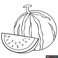 watermelon slice coloring page easy