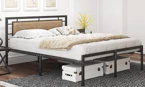 Metal Queen Bed Frame With Upholstered