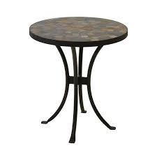 Rustic Slate Metal Outdoor Accent Table