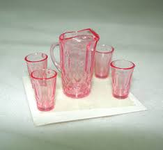 clear pink depression glass water