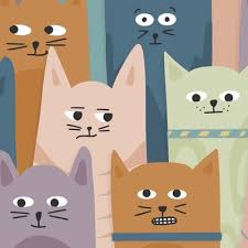 Cartoon Cats Fabric Wallpaper And Home