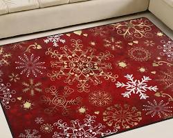 Christmas Area Rug, Snowflake Non Slip Area Rug Nursery Rug Floor Mats for Living Room Bedroom Decor 5'x6.7'