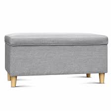 The convenience concepts designs4comfort storage ottoman with trays can be used as a comfortable footrest, coffee table, or storage space in your living room. Keezi Storage Ottoman Blanket Box Toy Chest Kids Foot Stool Couch Light Grey Bunnings Australia