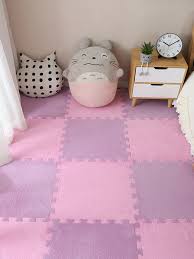 4pcs set pink purple plush carpet tiles