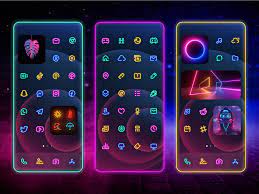 ios 14 theme colorful neon for iphone