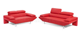 Red Italian Leather Modern Sofa
