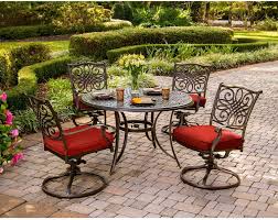 Shop this collection (39) $ 729 00. Amazon Com Hanover Traditions 5 Piece Cast Aluminum Outdoor Patio Dining Set 4 Swivel Rocker Chairs And 48 Round Table Brushed Bronze Finish With Red Cushions Rust Resistant Traddn5pcsw Red Patio Lawn Garden