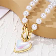 jewelry pearl love pendant necklace