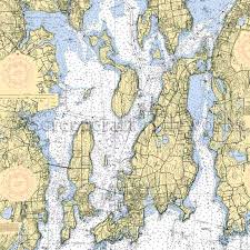 Rhode Island Narragansett Bay Nautical Chart Decor