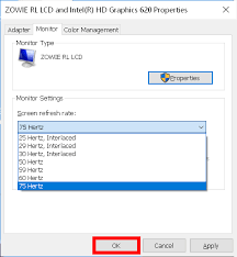 monitor refresh rate in windows 10