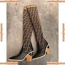 Fendi Stocking Black Leather Thigh High Boot Fendi Luxury