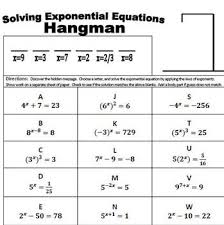 Exponential Equations Hangman Use