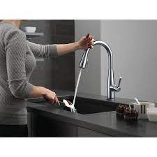 delta essa single handle pull down kitchen faucet with touch2o arctic stainless