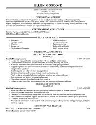 Certified Nursing Assistant Resume Job Resume Samples