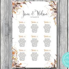 Wild Vintage Fall Floral Wedding Seating Chart Wedding Seating Charts