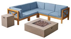 acacia wood sofa set with fire pit