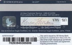 When you own an american eagle credit card, you can use the card. Bank Card American Eagle Outfitters Ge Money Bank United States Of America Col Us Vi 0401