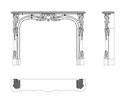 French Fireplace Free Cad Drawing