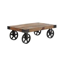 Industrial Rustic Cart Coffee Table On