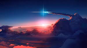sky comet clouds sunrise scenery